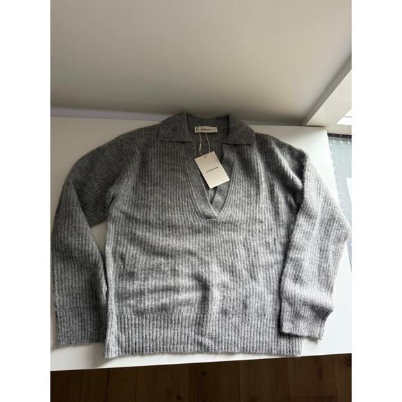 $128 New Everlane The Oversized Polo in Alpaca - Heather Grey Small - Picture 11 of 15